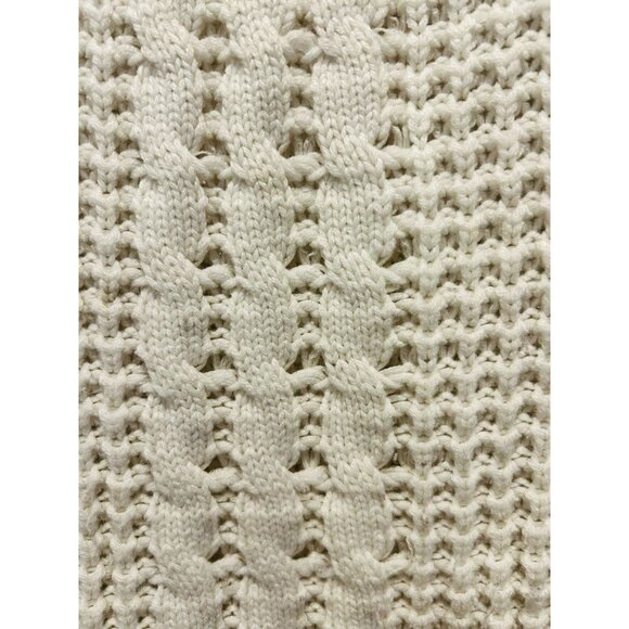 POL Chunky Cable-Knit Grandpa Cardigan – Cream/Ivory – Size L Cozy Vintage Vibe - Picture 4 of 15